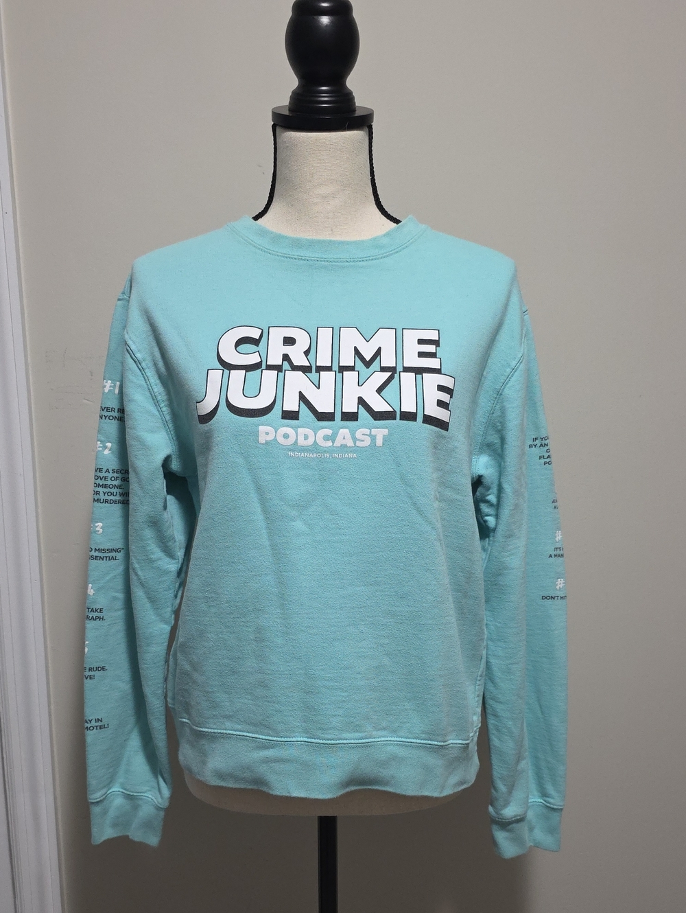 Crime Junkie Podcast Life Rules LongbSleeve Shirt  Sweatshirt XS Teal